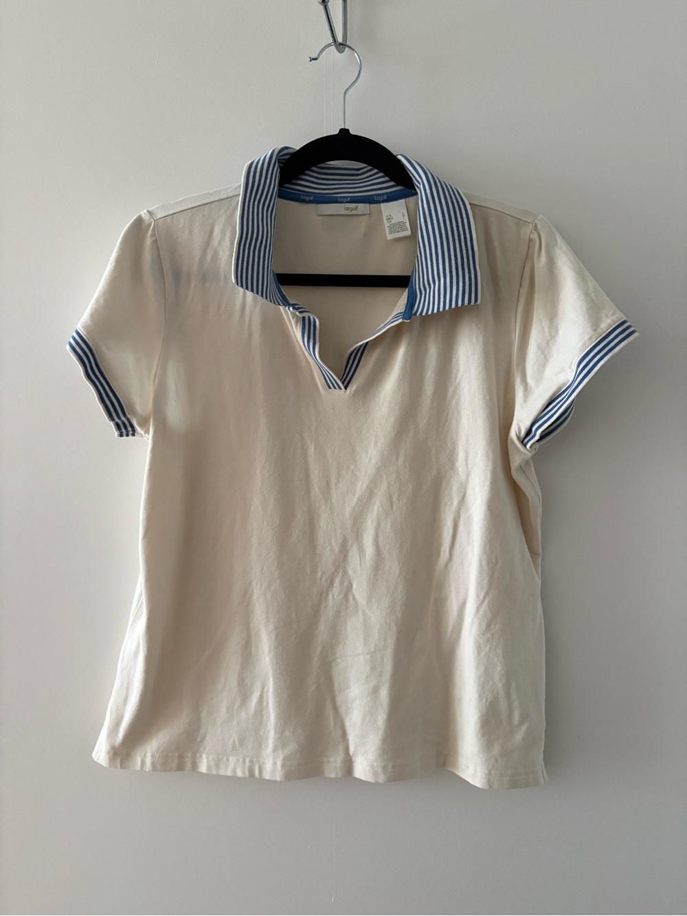 Liz Golf Striped-Collar Short Sleeve Polo Tee